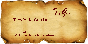 Turák Gyula névjegykártya